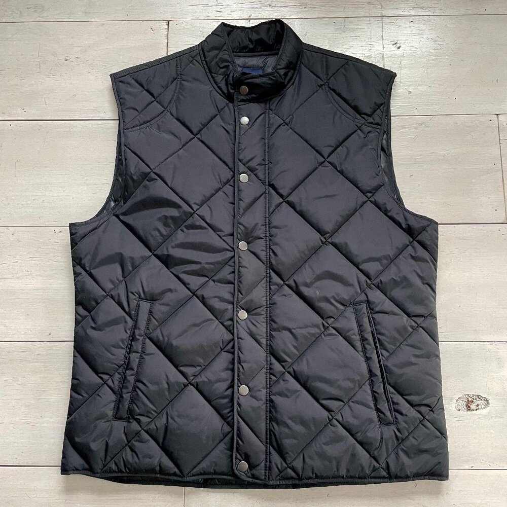 Gap Men's Black Quilted Snap Zipper Front Vest Sz XXL Layer Grandpacore Pockets